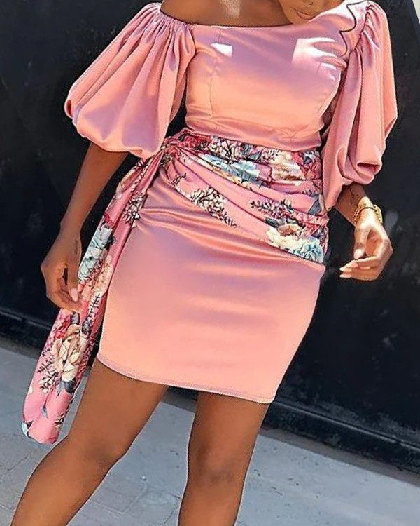 18445 Plum Draped Ruffle Bodycon Dress