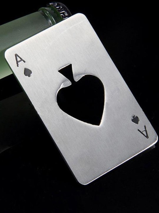 Nueva Venta al por mayor con estilo 1pc Poker Playing Card Ace of Spades Bar Tool Soda Botella de Cerveza Abridor de Capas de Regalo