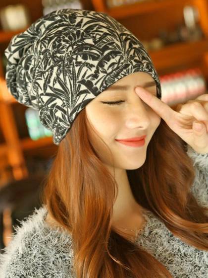 Fransk Cashmere Blomsterprint Beanies Kasketter Efterår &amp; Vinter Hat Til Kvinder Kasketter 3 måde at bære motorhjelm