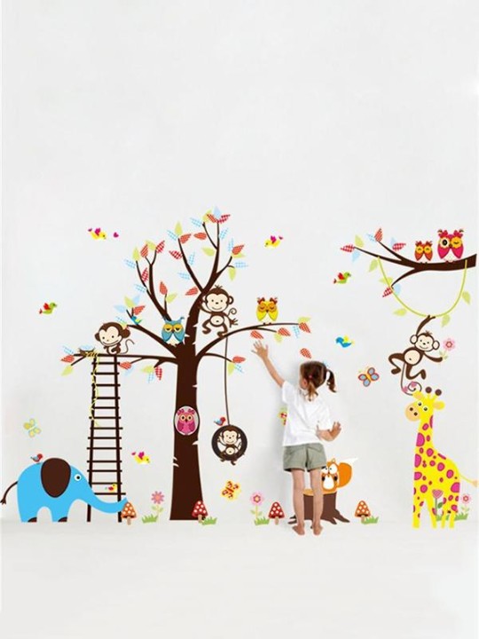 Hot Selling Cute Animal Wall Stickers For Kids Room Original Diy Cartoon Wall Decals For Home Decorations