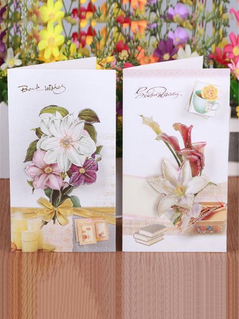 Tarjetas de felicitación Tarjetas plegables Postales Mejores deseos a los amigos Regalos de cumpleaños de Navidad (enviar por azar)