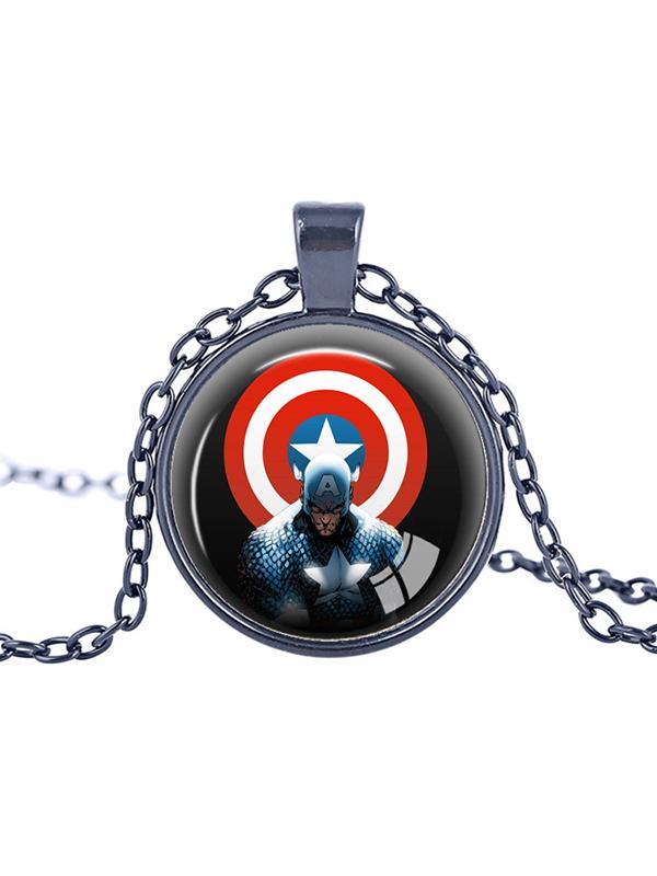 Film Film Vintage Smycken American Superhero Captain America Shield Hänge Halsband Logo Smycken Round Star Pendant
