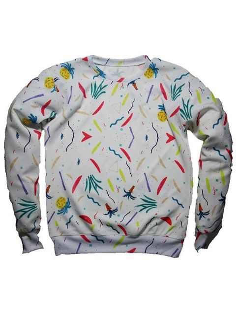 Impresión de la piña más tamaño Invierno Otoño Moda Tops de manga larga Sudaderas Cuello redondo Outwear