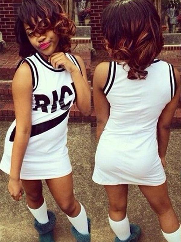 Hot Sale Simple Fashion Women's Sleeveless Letters Print Casual Sports Short Dress