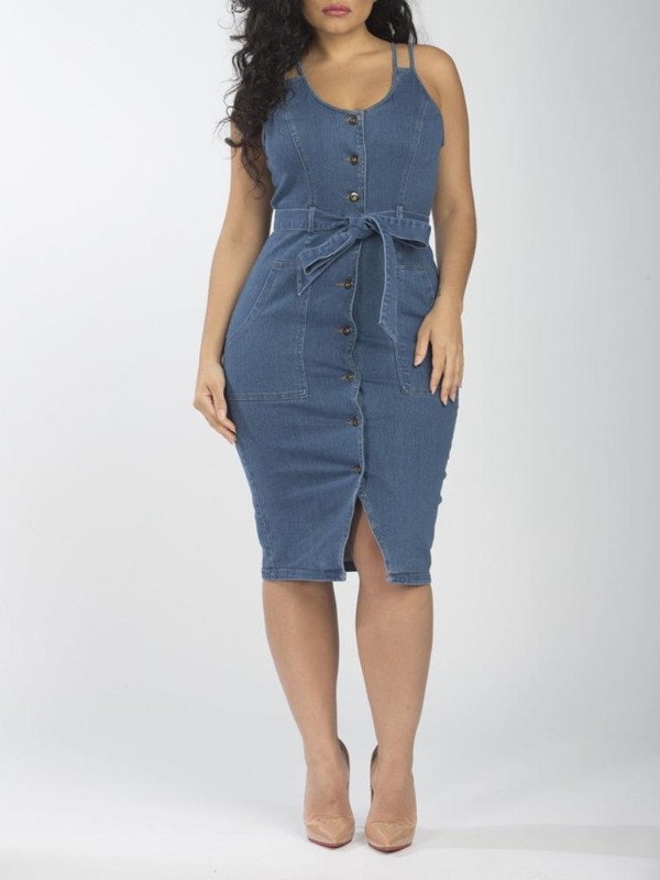 Sommer Nye kvinders sexede ærmeløs kjole Denim kjole Slim Fit Casual kjoler