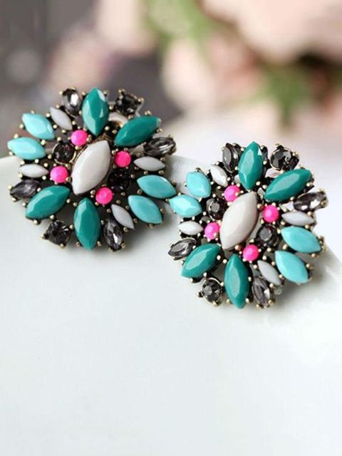 New Style Fashion Jewelry Antique Vintage Green Plant Round Earrings Christmas Gifts