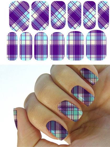 Femmes nouvelle mode bricolage décontracté vérifié autocollant Nail Art décalcomanies ongles enveloppes ongles outils manucure