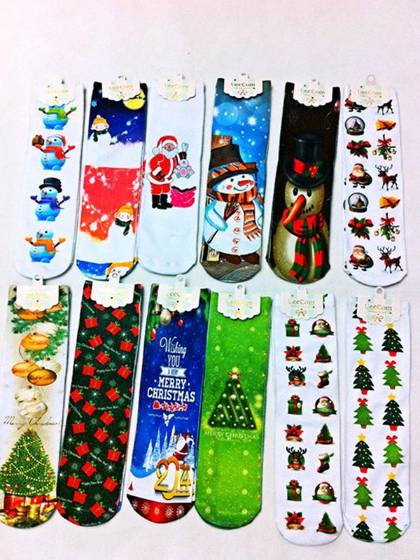 Two-sided Printing Christmas Long Stockings Autumn Winter Cartoon High Socks