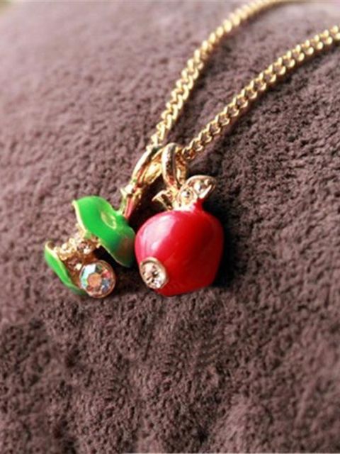 Nytt mode söt mini asymmetrisk kort nyckelbenskedja äpple halsband smycken