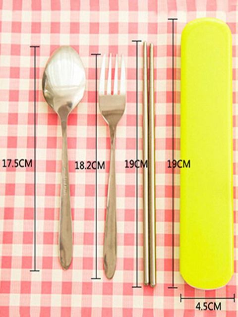 3 Unids / lote Nuevo Tenedor Cuchara Palillo de Viaje de Acero Inoxidable Cubiertos Bolsa Portátil de Picnic