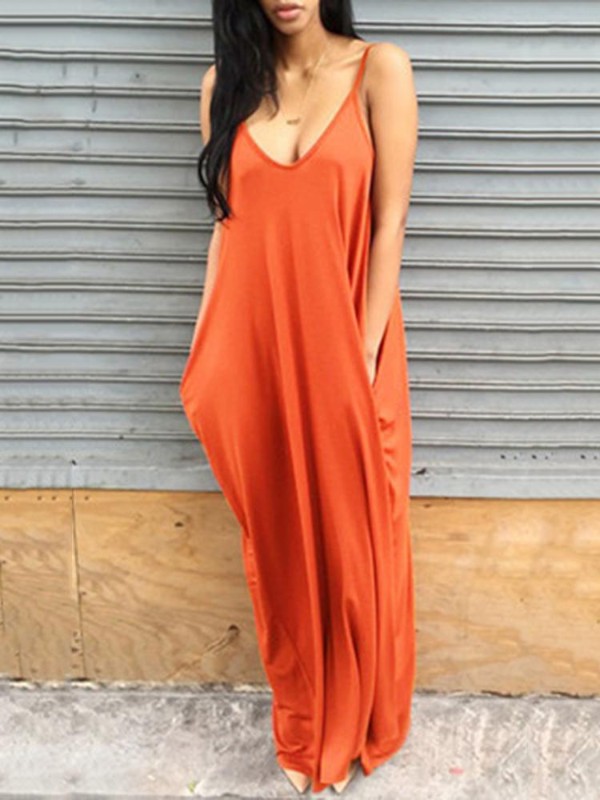 Moda sexy mulheres v pescoço sem mangas casual bolso vestido elegante maxi vestidos