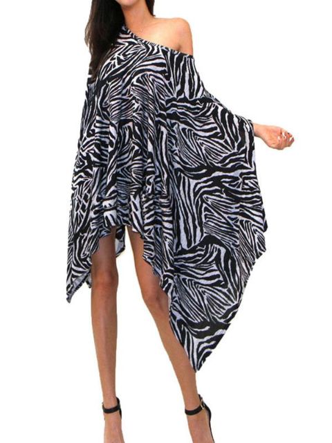 Vestido casual asimétrico con estampado vintage de un hombro de una camisa casual para mujer