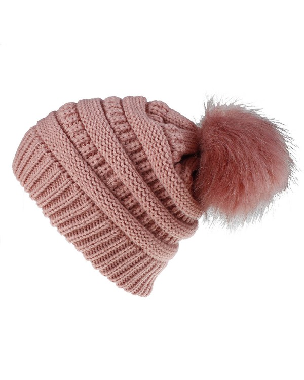 Winter Thermal Knit Bennie Hat With Pom Pom