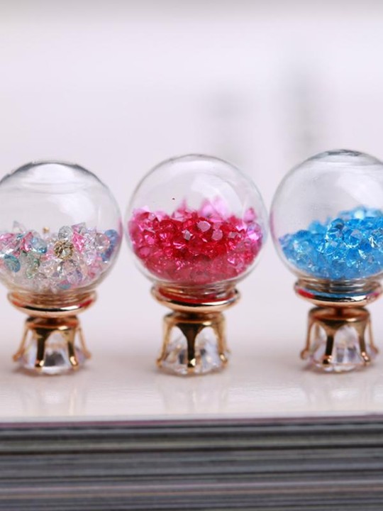 Ný tíska peruhönnun eyrnapinna nammi litur tvöfaldur hliða Zircon gler kúlu eyrnalokkar