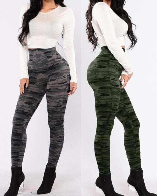 Fashion Women High Waist Camouflage Leggings Online. Discover hottest trend fashion at chicme
