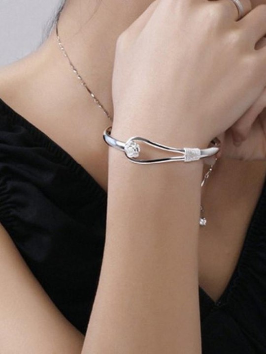 Pulseira de flor romântica Floral charmosa prata nova moda feminina