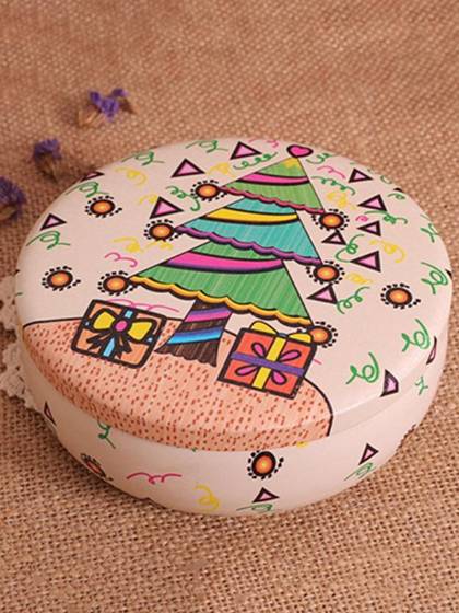 Joulupeltirasia Sarjakuva Joulukuusi Mini Korukotelo Pöytäkone Pyöreä Karkkikeksit Säilytyslaatikot Lahjat