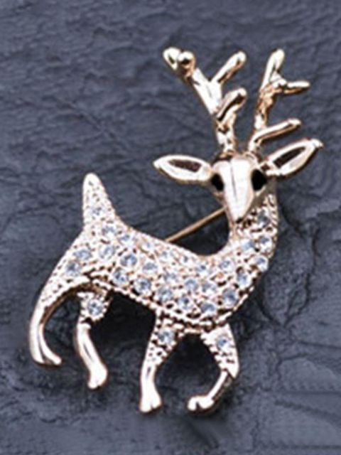 Ny Mode Kreativ Punk Guld Diamant Hjortehatte Tasker Tøj Tilbehør Broche