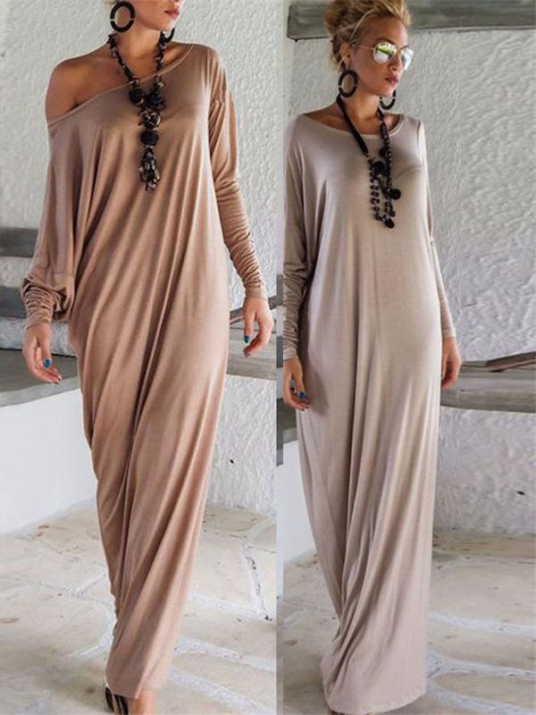 Damhöstmode Långärmad axel Maxi lång festklänning