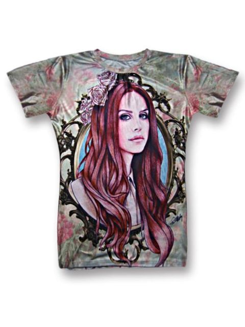Las nuevas mujeres de moda Lana Delrey 3D Imprimir camiseta cuello redondo Young Style Casual Tee Tops de manga corta