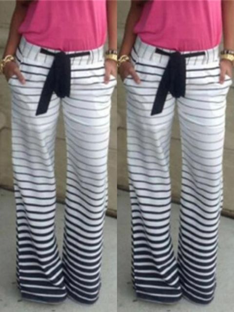 Pantalon de jogging rayé à taille élastique pour femme