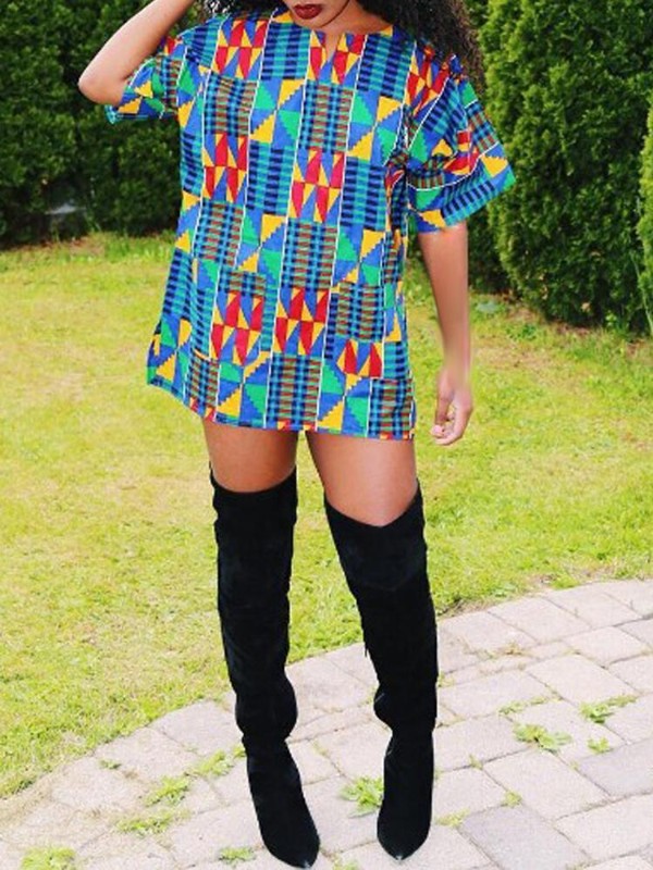 Frauen 2016 Sommer Print Casual Dress Sexy Kurzarm Kleid Minikleid Lose Lange Abschnitt Top T-shirt