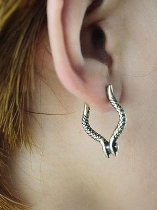 Moda para mujer Nueva personalidad Punk Exaggerated Mini Serpiente Diseño Ear Clip Ear Stud Pendientes