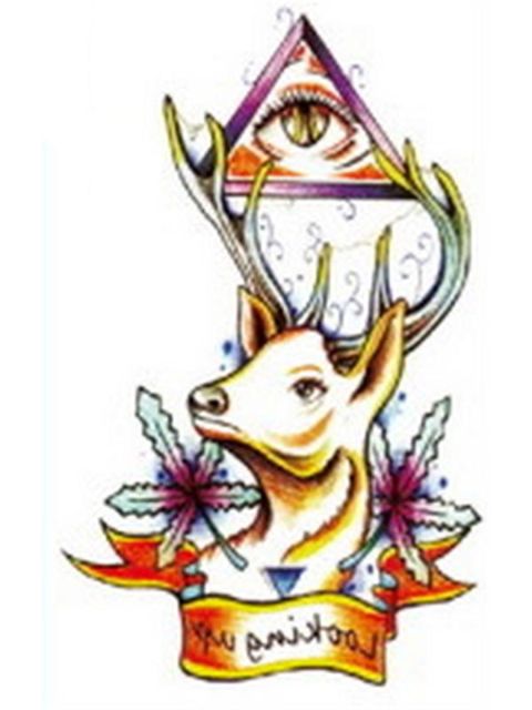 Ojos de ciervo de dibujos animados de moda a prueba de agua tatuaje pegatinas calcomanías tatuaje temporal