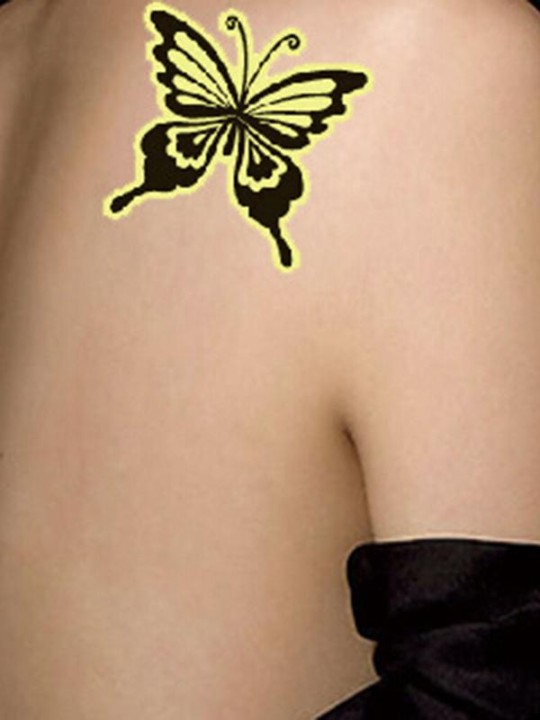 Unisex Moda Borboleta Do Coração Floral Noctilucous Tatuagem Adesivos Decalques Tatuagem Temporária À Prova D &#39;Água