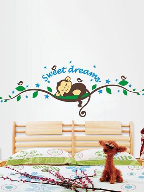 Sonho doce Dos Desenhos Animados Macaco Adesivos de Parede Para O Quarto Dos Miúdos Home Decorações DIY Quarto Auto-Adesivo Decalque Mural Art