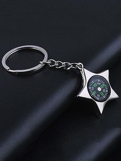 Fashion femuddig stjärna nyckelring med kompass midja spänne nyckelringar tillbehör