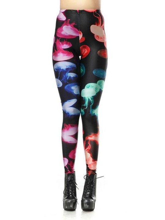 Pantalon crayon taille haute imprimé méduses numériques pour femmes