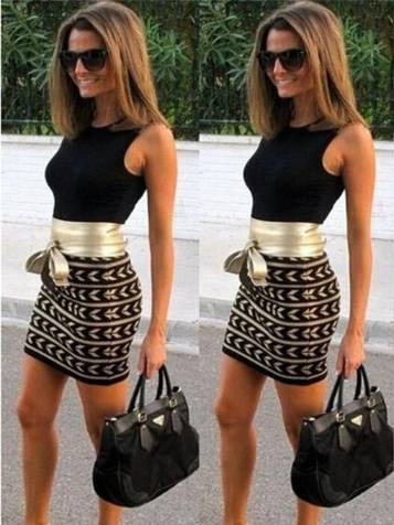 Sexig Ladys bandage ärmlös Slim Fit Bodycon klänning svart klänning