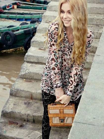 Women Fashion Leopard Print Casual Shirt Tops & T-Shirts Long Sleeve European Style Women's Vintage Blouses Cardigan