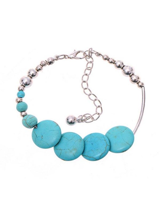 Neue Mode Türkis Perlen Versilbert Armband Handgemachte Accessoires Schmuck Geschenke