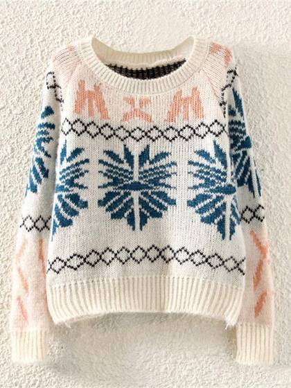 Ny kvinders sne blød afslappet pullover varm langærmet strikket sweater