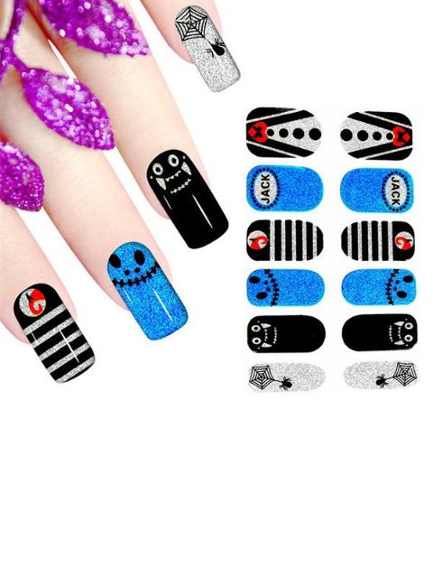 Nya Halloween kvinnors DIY-dekal Nagelkonstdekaler Naglar Wraps Nagelverktyg Manikyr
