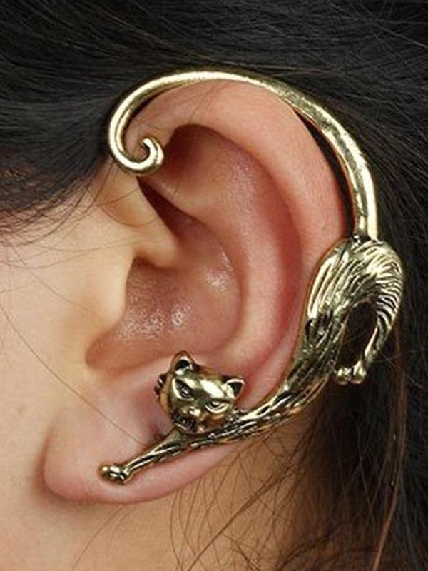 Dammode ny personlighet Punk stil Sexig design Cat Ear Clip Ear Stud örhängen
