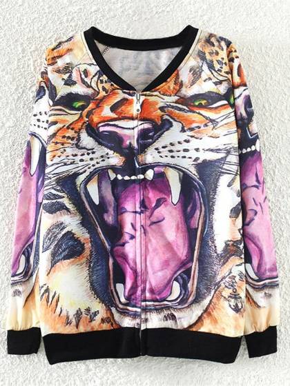 Pull à manches longues d&#39;impression de tigre de grande taille en vrac de nouvelles femmes de mode d&#39;automne