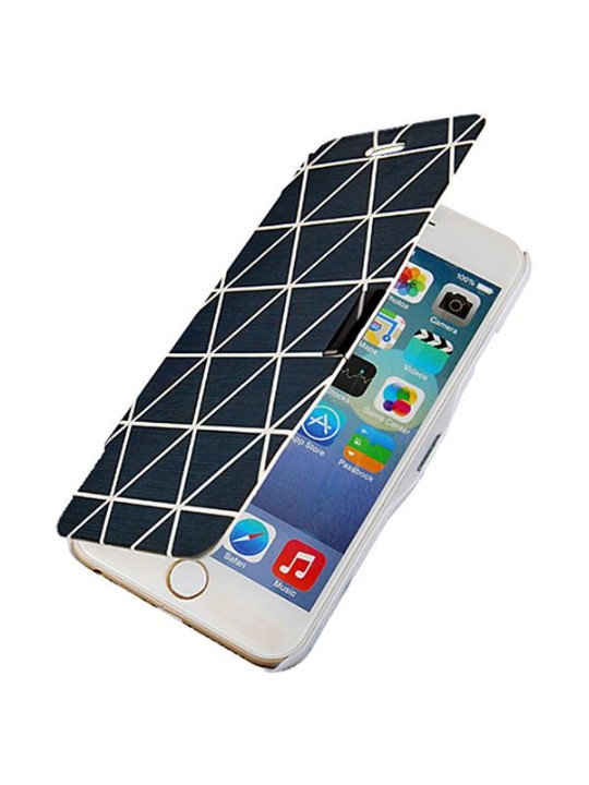 Cool Fashion Magnet Buckle Phone Cover Artificial Leather Phone Case for Iphone 6S Classic Rhombus Pattern