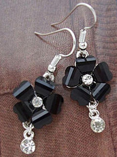 Pétalas De Flores Elegantes Com Strass Cristal De Prata Oscila Brincos para As Mulheres Jóias