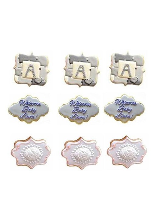 3pcs Plaque Cutter Cookies Frame Cake Oval Square Rectangle Fancy Stainless Mold