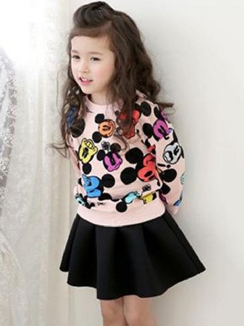 Bebê Meninas Meninos Crianças Micky Mouse Dos Desenhos Animados de Algodão de Impressão Roupas de Manga Longa Com Capuz Camisola Tops