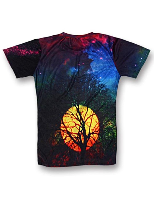 Tíska Heitt 3D Prent Galaxy Galaxy Tree Tréskemmtileg bómull stuttar ermar T-bolur T-shirts