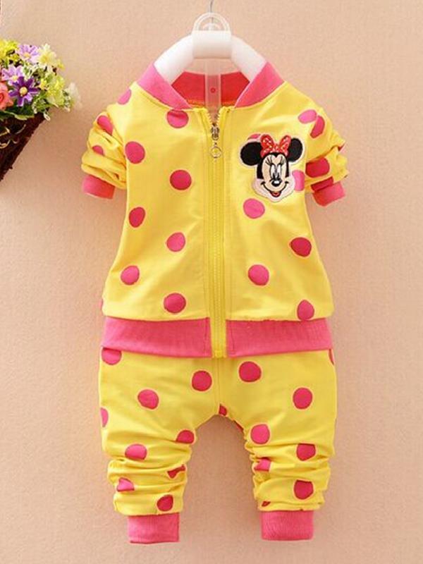 Baby Mädchen Frühling Herbst Kinder Kleidung Set Cartoon Baumwolle Kleidung Sets Anzüge Minnie Maus Kinder Langarm Reißverschluss Pullover Hosenanzug 2 STÜCKE