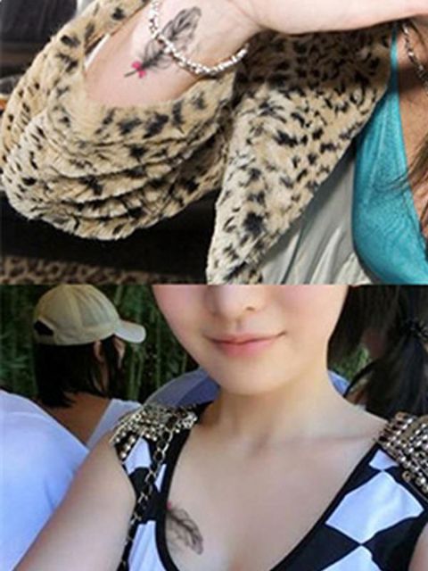 Moda plumas bowknot letras patrón impermeable tatuaje pegatinas calcomanías tatuaje temporal