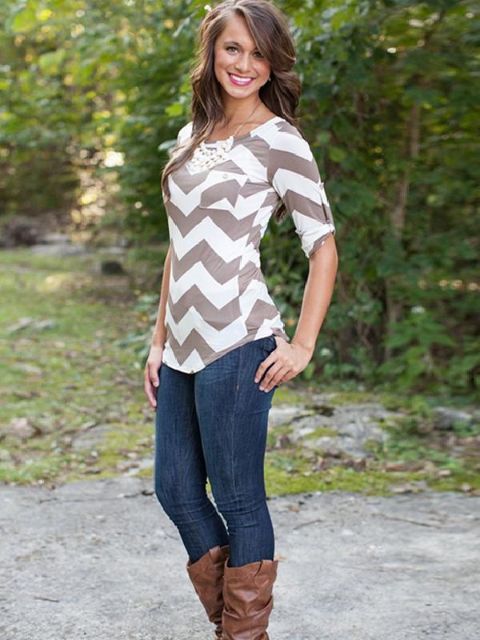 Heißer Verkauf Frauen Plus Größe Wellenmuster Lose T-shirt Crewneck Slim Fit Casual Baumwolle Tops