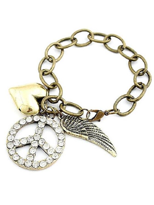 Women's Fashion New Peace Heart Wing Chain Bracelet