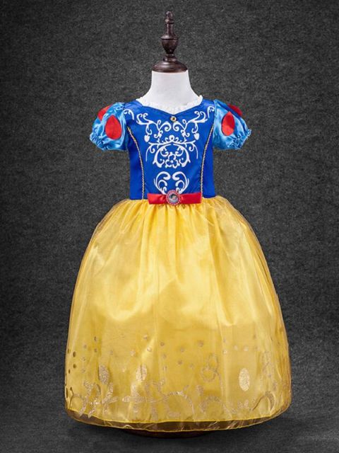 Mode søde snehvide babypigekjoler Europa-stil Prinsesse Gul tutu-kostume Kjole Børnetøj