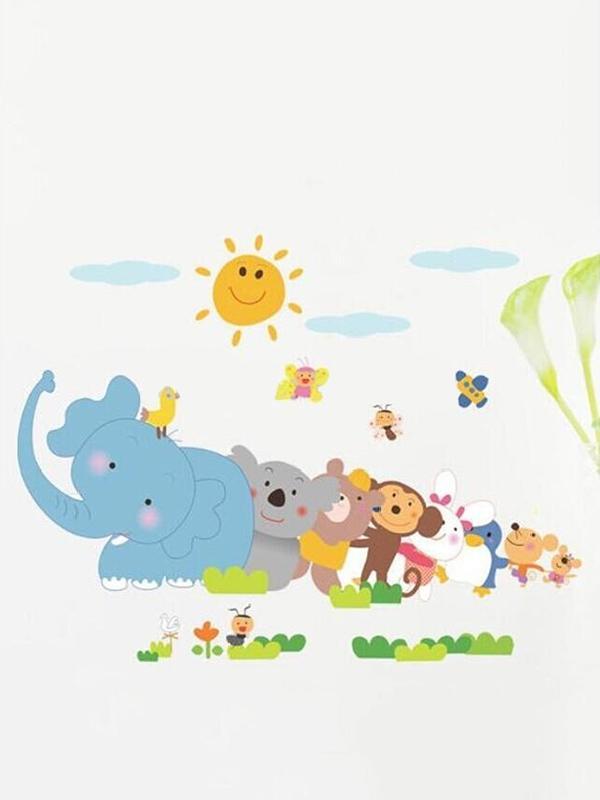 DIY Fílapi Dýragarður fyrir börn Barnaherbergi vegglímmiði Pappírsskreytingarmerki Barnaherbergi Heimaskreytingahús